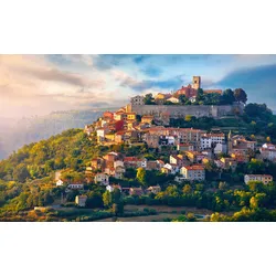 Fototapete PAPERMOON "MOTOVUN-ANTIKE STADT ISTRIA BURG DORF PANORAMA SONNE", bunt, B:3,50m L:2,60m, Vlies, Tapeten