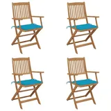 vidaXL Klappbare Gartenstühle 4 Stk. mit Kissen Massivholz Akazie