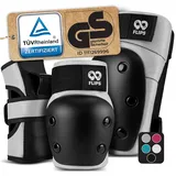 99flips Inliner Schoner Erwachsene mit GS [6er Set] DIVE - M in Grau - Schoner Inliner Damen schützer inliner erwachsene - Knieschoner Kinder 12 Jahre protektoren Skateboard
