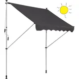 XDeer Klemmmarkise Klemmmarkise mit Handkurbel höhenverstellbar Gelenkarmmarkise, Balkonmarkise 150cm breit Terrassenmarkise für Terrasse Balkon grau