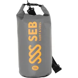 SEB Drybag 10 Liter Grau - Neon Orange / Wasserdichte Tasche - Kajak - Kanu -10l EINHEITSGRÖSSE