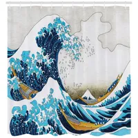 ABAKUHAUS Duschvorhang Hokusai 175 x 240 cm blau