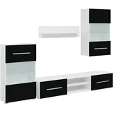vidaXL Fünfteilige Wohnwand TV-Schrank mit LED-Beleuchtung Schwarz