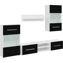 vidaXL Fünfteilige Wohnwand TV-Schrank mit LED-Beleuchtung Schwarz