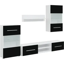 vidaXL Fünfteilige Wohnwand TV-Schrank mit LED-Beleuchtung Schwarz