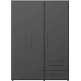 Forte Drehtürenschrank Mokkaris 144,4 x 200,1 x 58,8 cm Schwarz