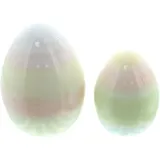 Dekoleidenschaft 2 Dekoeier Pastell aus Porzellan, 9 + 12 cm hoch, Osterdeko, Dekofigur, Ostereier
