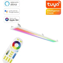 RGB+CCT LED Panel 120x15cm inkl. MiBoxer Smarthomesteuerung 24W 24V Rahmen weiß ...