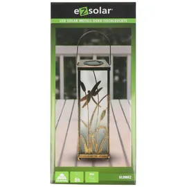 ez solar LED Solar Metall Deko Tischleuchte eckig mit 5 warmweißen LED, inklusive AAA Akku austauschbar