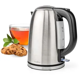 Nedis Wasserkocher - 1.7 l - Edelstahl - - Um 360 Grad drehbar - Verdecktes Heizelement - Strix Controller - Boil-dry protection