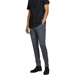 Jack & Jones Herren Chino Hose JPSTMARCO JJPHIL NOR DG CHECK Slim Fit Grau 12174986 Normaler Bund Reißverschluss W 28 L 30