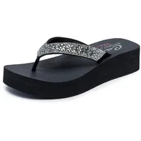 SKECHERS Damen Cali Vinyasa WILD Daisies, Schwarzer Mitobuck-Edelsteinbesatz, 39 EU