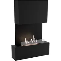 GLOW FIRE Ethanol Kamin LEVANGER (Wandkamin) - Bioethanol Kaminofen für Indoor mit Holz-Fassade, 3 h Brenndauer, über 2kW Heizleistung, 104 x 150 x 26 cm - Schwarz