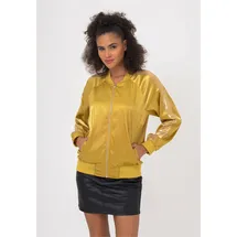 Freshlions Bomberjacke "Aurelia", Damen, Gr. S, gelb (senf), 100% Polyester, unifarben, lang, Rundhals, Jacken Bomberjacke, im sportlichen Design