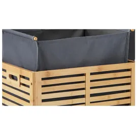 Costway Wäschekorb mit Deckel Groß, 80L Wäschesammler Bambus, Wäschebox mit Wäschesack herausnehmbar & waschbar, Wäschetruhe wäscheschrank für Bad, Schlafzimmer, Wohnzimmer