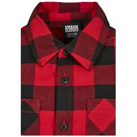 URBAN CLASSICS Checked Flanell Langarmhemd Black / Red 158-164 cm