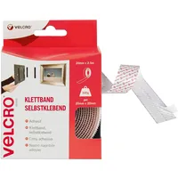 VELCRO Brand VELCRO Marke | Klettband Selbstklebend | Zuschneidbares, starkes, selbstklebendes Klettband mit Klettverschluss, perfekt für Raumdekoration und Wohnaccessoires, Büro, Garage | Weiß | 20 mm x 2,5 m