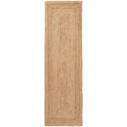 Teppich CARPETFINE "Nele Juteteppich Naturfaser", beige (natur), B:80cm H:6mm L:500cm, Jute, Teppiche, geflochtener Wendeteppich aus 100% Jute, quadratisch und als Läufer