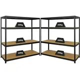 Proregal Mega Deal 2er-Set Schwerlastregal Giant Elephant 160x150x60cm mit 4 Ebenen Fachlast 200kg Schwarz, Kellerregal, Steckregal, Garagenregal