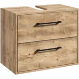 Badplaats B.V. Badplaats Waschbeckenunterschrank Florence 60 x 35 cm Kastanien Eiche - Hängender Badezimmerschrank mit 2 Schubladen und Montagematerial