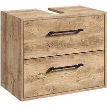 Badplaats B.V. Badplaats Waschbeckenunterschrank Florence 60 x 35 cm Kastanien Eiche - Hängender Badezimmerschrank mit 2 Schubladen und Montagematerial