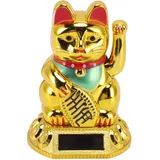 Gsycle Japanische Winkekatze, Solarlicht Induktion, Chinesische Glückskatzen, Glückskatze Winke Katze Mittelfinger Solar Für Zuhause, Auto, Reichtum, Feng Shui Ornament (Golden)