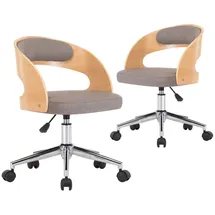 vidaXL Esszimmerstuhl Drehbar Taupe Stoff 2er Set