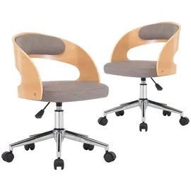 vidaXL Esszimmerstuhl Drehbar Taupe Stoff 2er Set