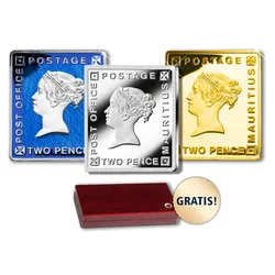 Silberbriefmarken 3er Set Mauritius