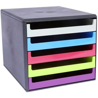 M&M Schubladenbox grau, grün, orange, blau, rot 30057680, DIN A4 mit 5 Schubladen
