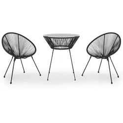 vidaXL 3-tlg. Garten-Essgruppe PVC Rattan Schwarz