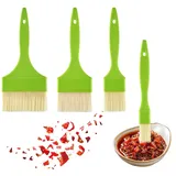 LINTRA 4 Stück Kochpinsel, 4 Größen Küchenpinsel, Grillpinsel, Brotpinsel, Backpinsel-Set, mit Selbstklebendem Haken, für Butter, Marinaden, Backsaucen, Grün