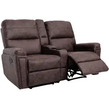 MCW 2er Kinosessel MCW-K17, Relaxsessel Fernsehsessel Sofa, Nosagfederung Getränkehalter Fach ~ Stoff/Textil braun