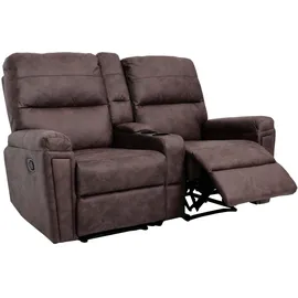MCW 2er Kinosessel MCW-K17, Relaxsessel Fernsehsessel Sofa, Nosagfederung Getränkehalter Fach ~ Stoff/Textil braun