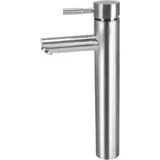 Waschtischarmatur – Einhebel-waschtischmischer, Hohe Edelstahl-waschtischarmatur, Verschleißfest, Warm- Und Kaltwasser, Gebürstetes Silber
