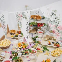 ECOFIESTA 5 Stück Girlande 5m Rosen & Eukalyptus wiederverwendbar kürzbar - Papierkette Geburtstag - Wimpelkette nachhaltige Produktion