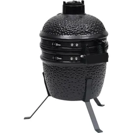 vidaXL 2-in-1 Kamado-Grill Smoker Keramik schwarz