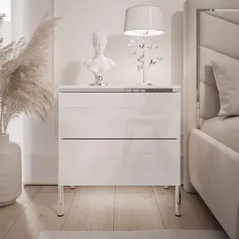 lookway Nachtschrank Aurora II 50 x 54 x 37 cm Silber/Weiß