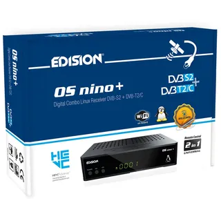 EDISIEdision OS NINO+ Full HD Linux E2 Combo-Receiver H.265/HEVC (1x DVB-S2, 1x DVB-T2/DVB-C, WLAN onboard, Bluetooth onboard, 2x USB, HDMI, LAN, Linux, Kartenleser) schwarz