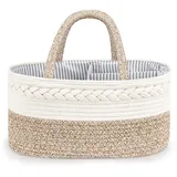 Maliton Baby Windel Caddy Organizer,Wickeltisch Organizer Aufbewahrungskorb mit Herausnehmbaren Fächern,Robuster Tragbarer Baumwollseil Windeltasche als Babyparty Geschenk,Braun