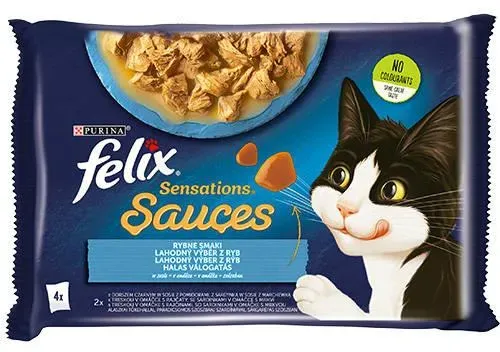 FELIX Sensations Fischaromen in Kabeljau- und Sardinen-Sauce 4x85g