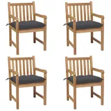 vidaXL Gartenstühle 4 Stk. mit Anthrazit Kissen Massivholz Teak