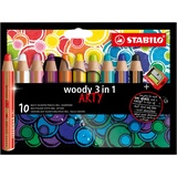 Stabilo woody 3 in 1 ARTY - 10er Pack - mit 10 verschiedenen Farben und Spitzer