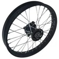 FunSport-Factory Ersatzrad Dirt Bike Felge 1,4 x 14 Zoll vorne 12mm Achse Stahlfelge 32 Speichen, Vorderradfelge, 12 mm Achse, Stahlfelge, 32 Speichen schwarz|silberfarben