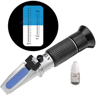 HHTEC Imker Refraktometer Honig 58-90% Brix 10-32% Wasser Feucht Handrefraktometer für Honig Pflanzenölen Zuckersirup Fruchtmarmelade Melasse 5 Fach verbesserte Genauigkeit mit Anleitung in Deutsch