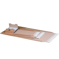 VEPATIM 10x Universalverpackung 620x420mm bis 54mm Höhe Selbstklebeverschluss Aufreißfaden A2 braun