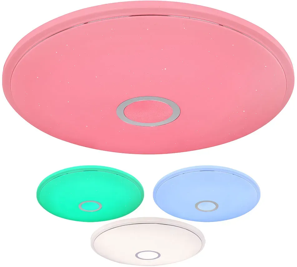 Deckenleuchte Smart LED dimmbar Deckenlampe Farbwechsel App Deckenlampe mit Sprachsteuerung per App, Farbwechsel, Chromring, 1x 30 W 2250lm 3000-6000K, DxH 68x9 cm