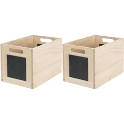 2x Holzbox Aufbewahrungsbox Holzkiste 30x20cm Tafel Holz Organizer Küche