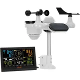 Vevor 7-in-1 Wetterstation Funkwetterstation mit Außensensor 190,5 mm (7.5-inch) Farbdisplay RCC-Atomuhr zur Messung von Windrichtung Windgeschwindigkeit Luftdruck Innen/Außentemperatur und -feuchtigkeit Mondphase