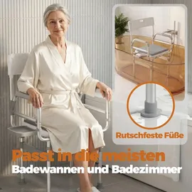 HOMECALL Duschstuhl Faltbar mit Armlehnen Höhenverstellbar weiß